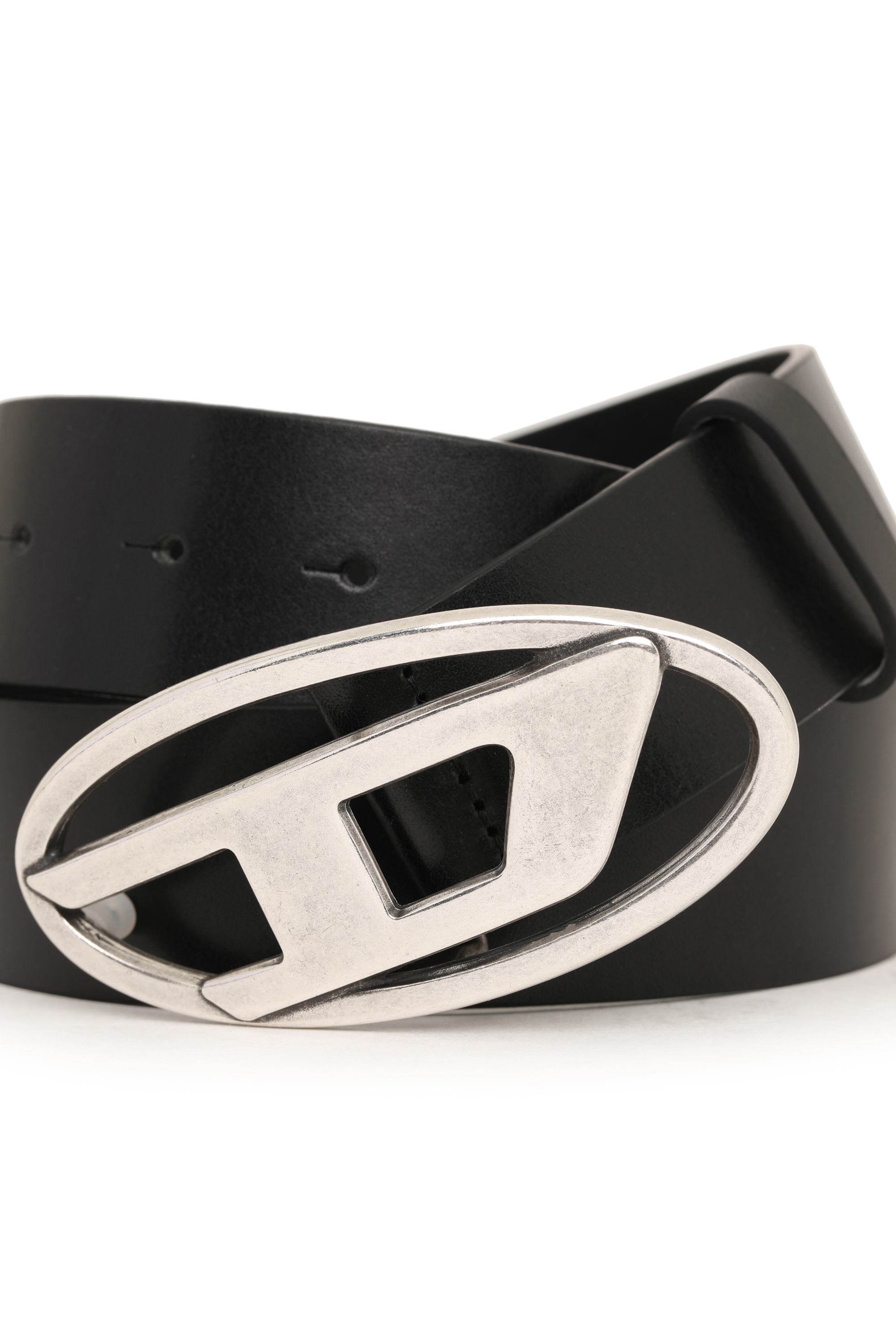 Diesel - B-1DR, Herren 3.9cm Ledergürtel mit D-Schließe in Schwarz - 3