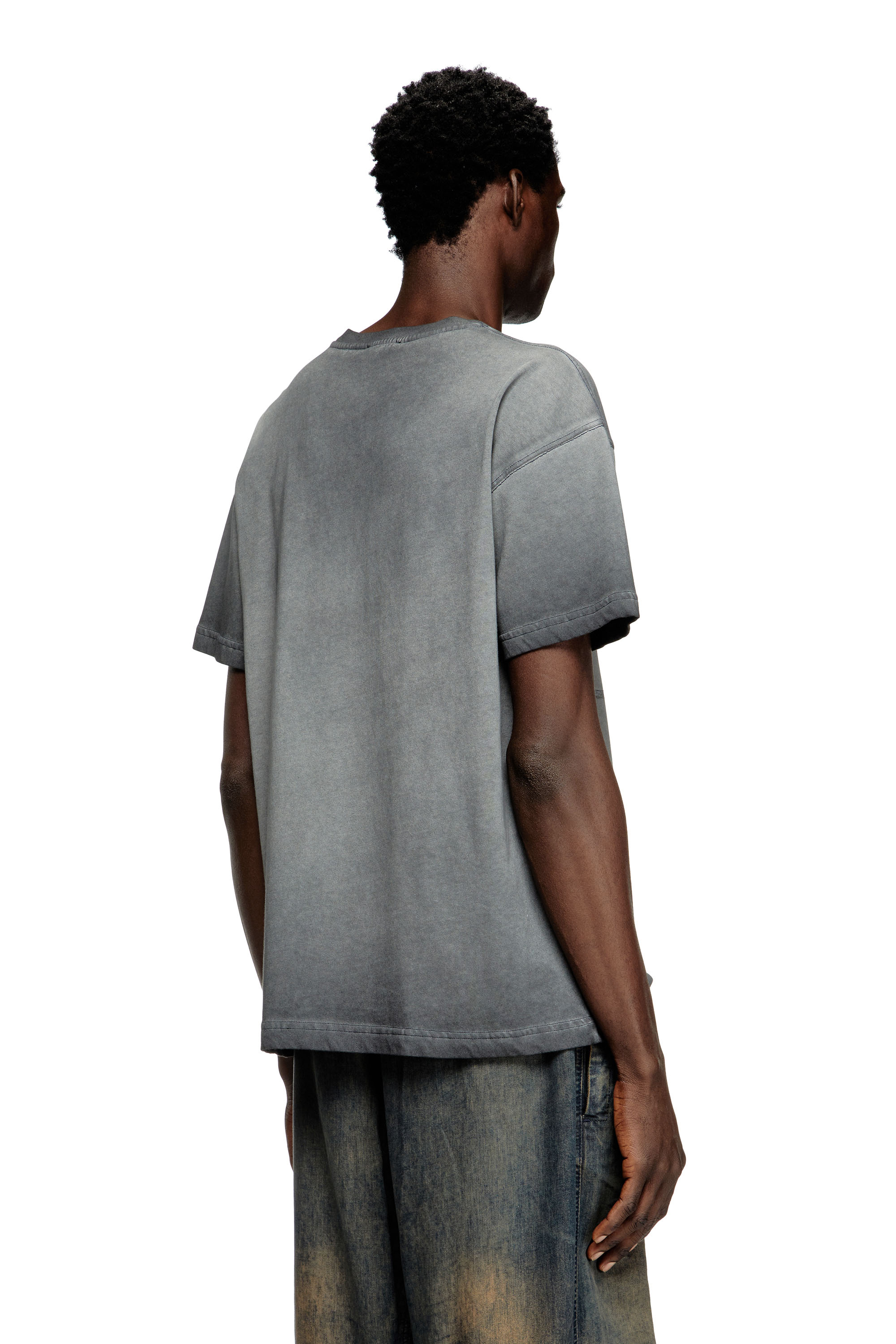 Diesel - T-NORM-T9, Herren T-Shirt mit Phönix-Dévoré in Grau - 4
