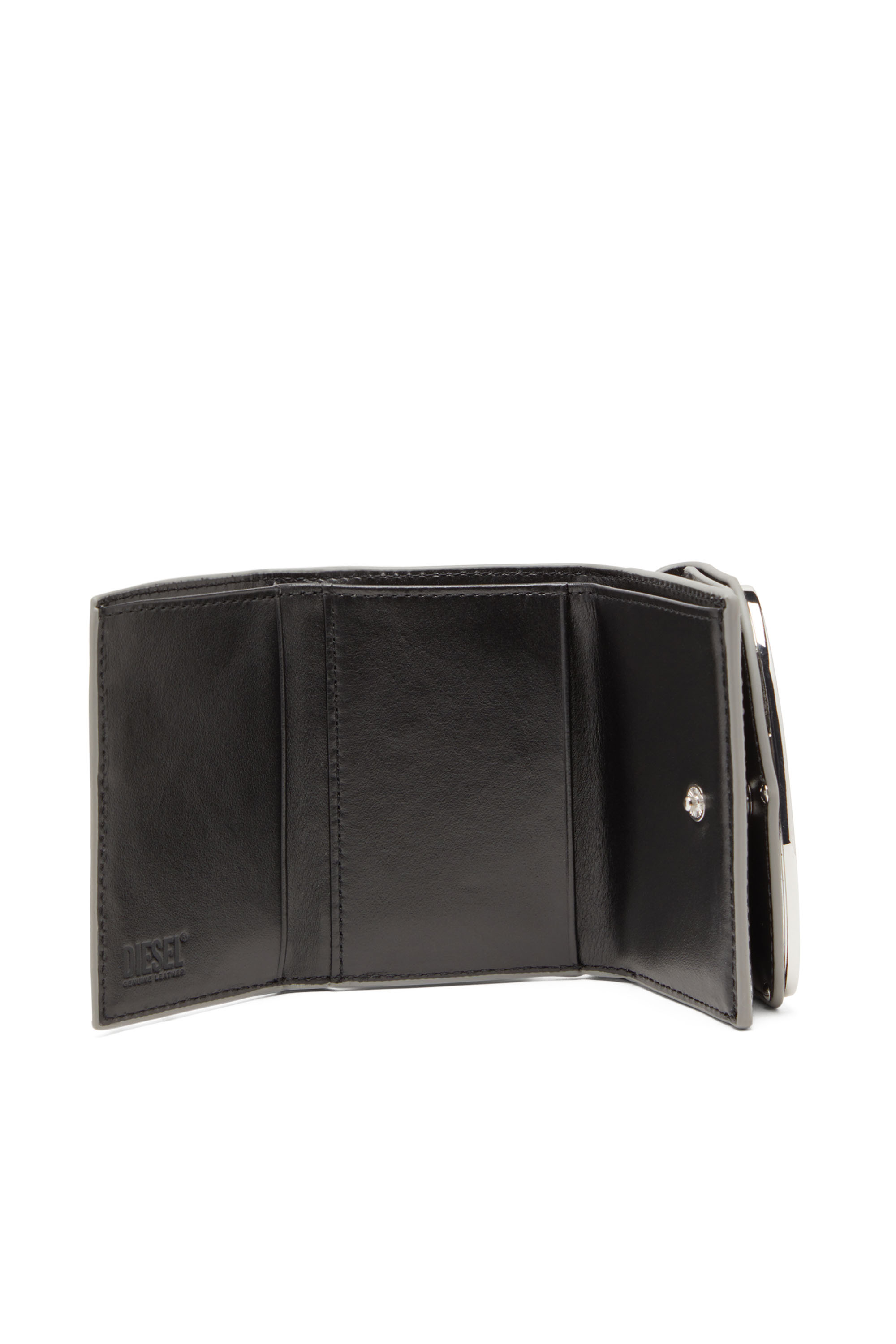 Diesel - 1DR TRI FOLD COIN XS II, Damen Trifold-Portemonnaie aus Hochglanz-Leder in Silber - 3