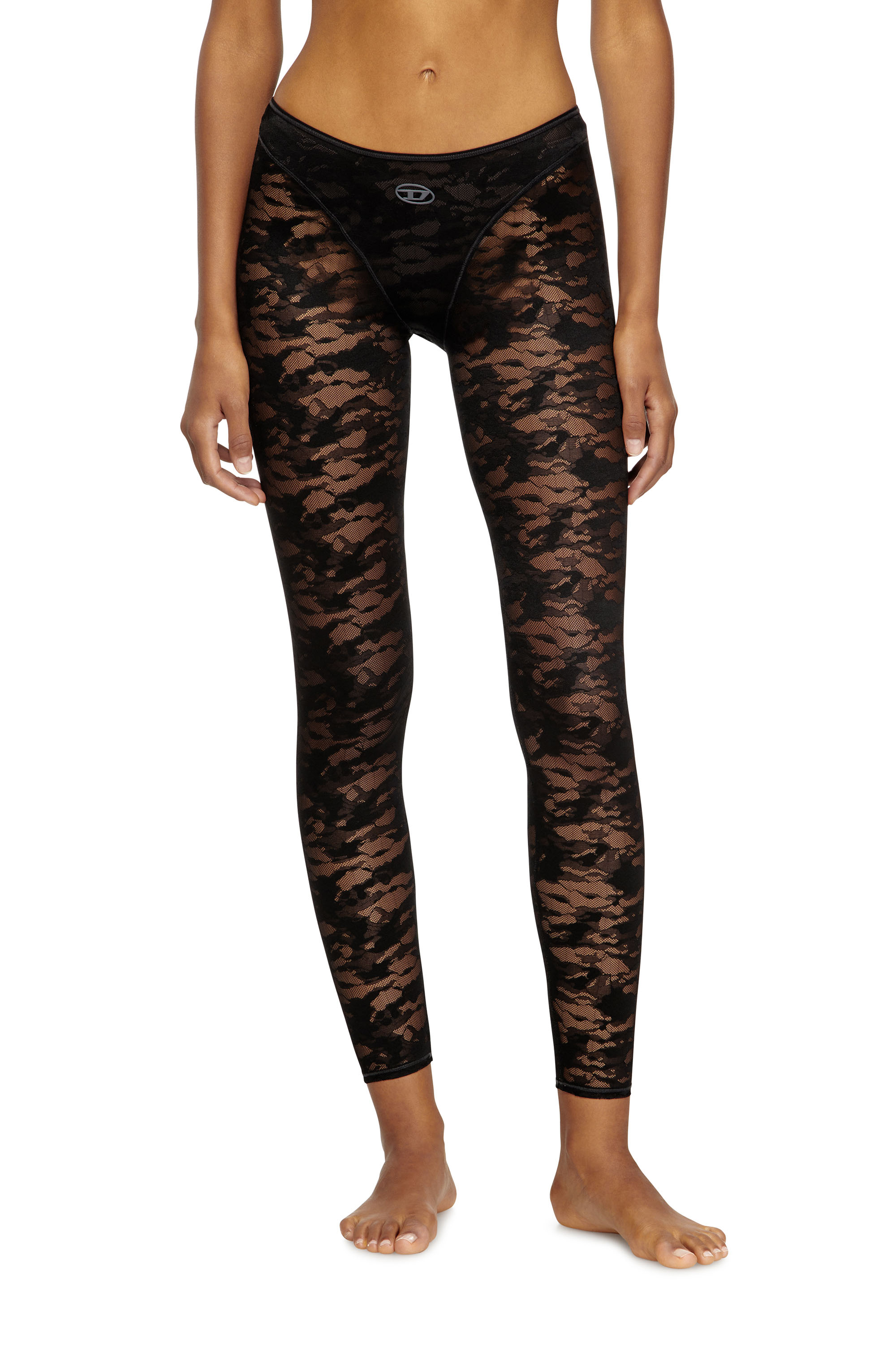 Diesel - CLAIRE-UTLT, Damen Leggings mit Camouflage-Spitze in Schwarz - 2
