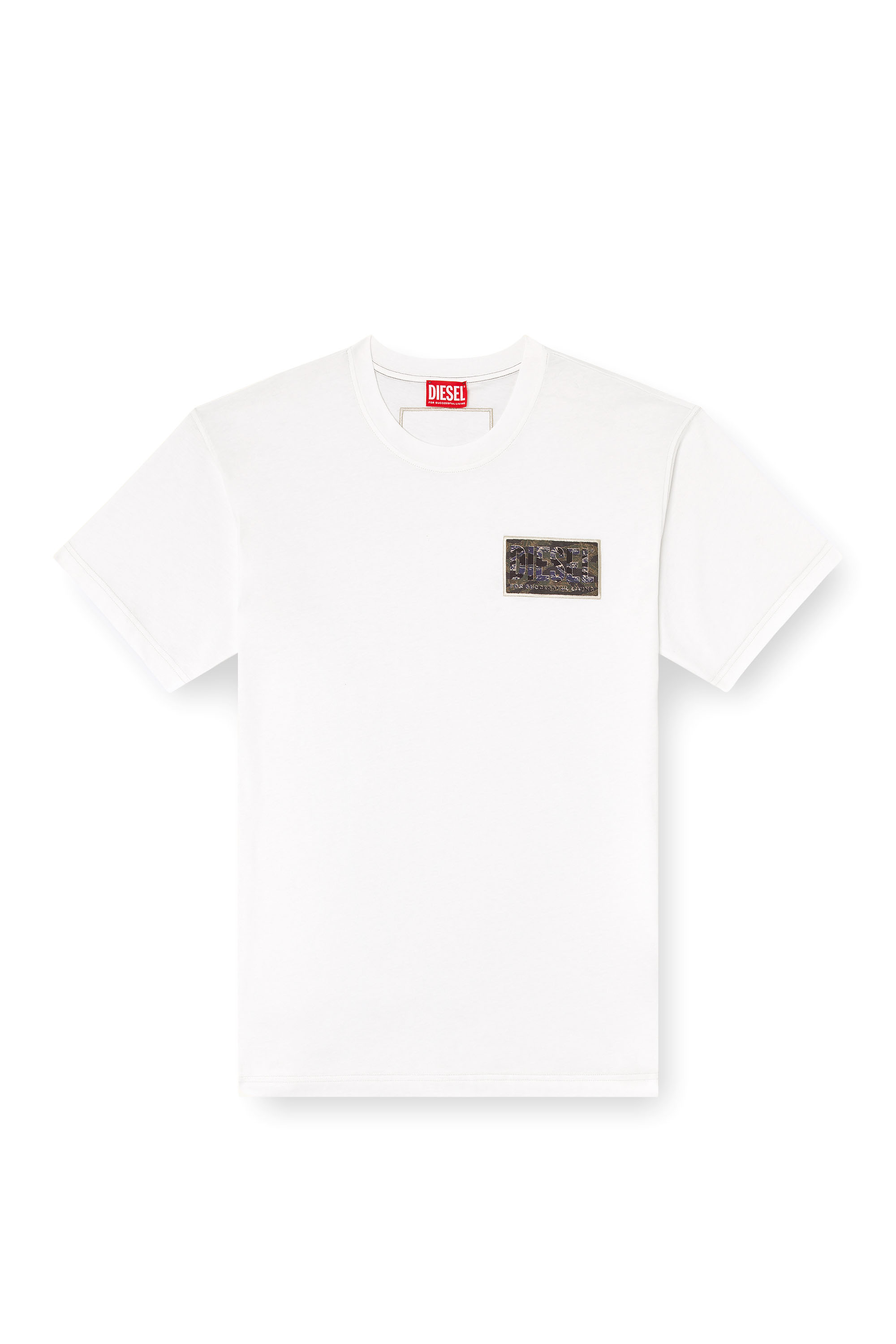 Diesel - T-NORM-T3, Herren T-Shirt mit Camo-Logo-Patch in Weiß - 3