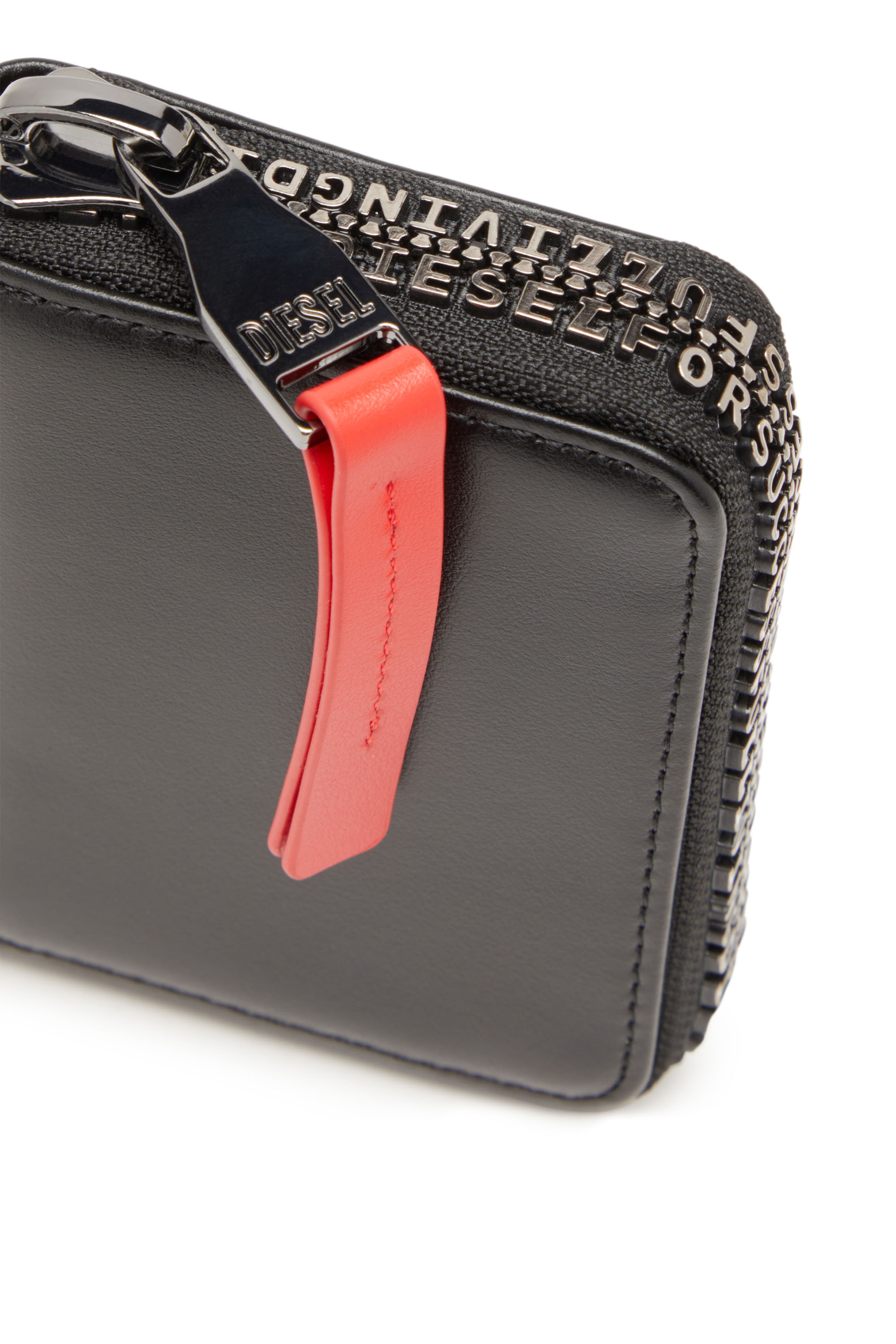 Diesel - ZIP-D KEY HOLDER 6, Herren Schlüsseletui aus Leder mit Logo-Reißverschluss in Schwarz - 4
