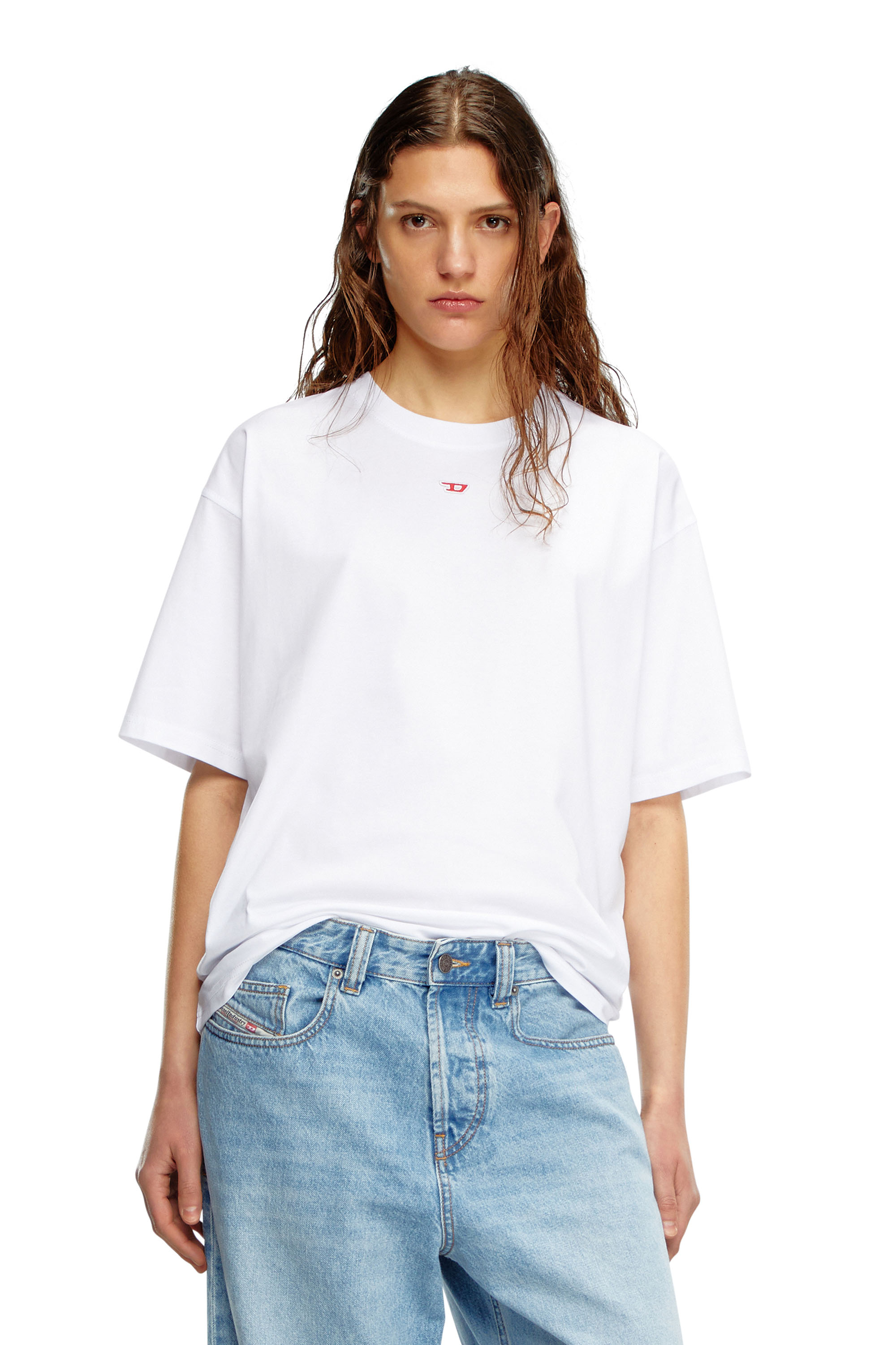 Diesel - T-BOXT-D, Unisex T-Shirt mit gesticktem D-Patch in Weiß - 1